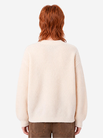 AMERICAN VINTAGE Cardigan in misto alpaca panna con scollo a V Panna