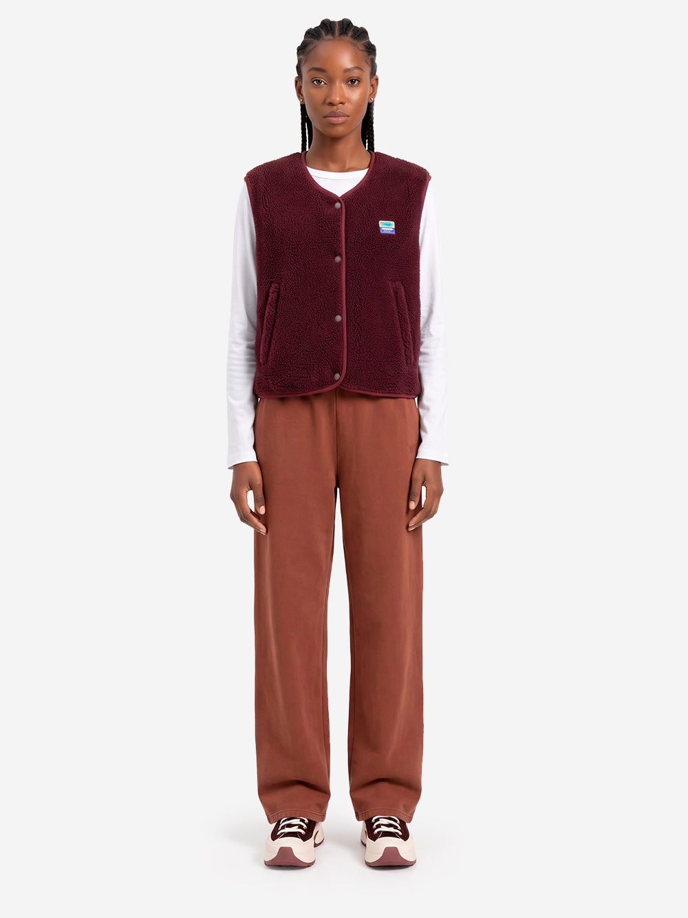 AMERICAN VINTAGE Gilet ampio bordeaux in pile Bordeau Urbanstaroma