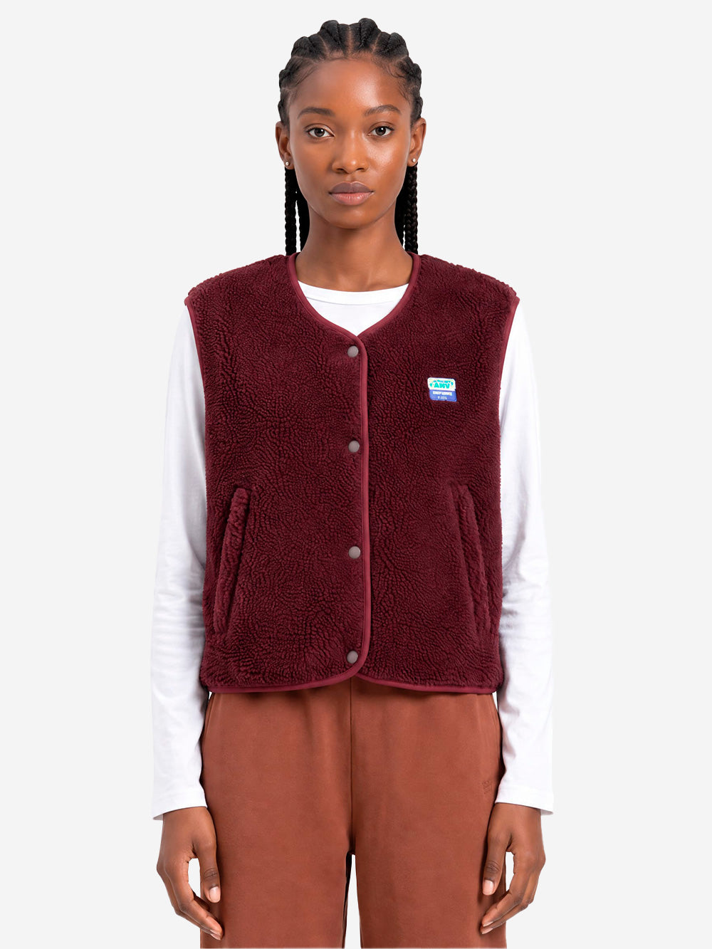 AMERICAN VINTAGE Gilet ampio bordeaux in pile Bordeau Urbanstaroma