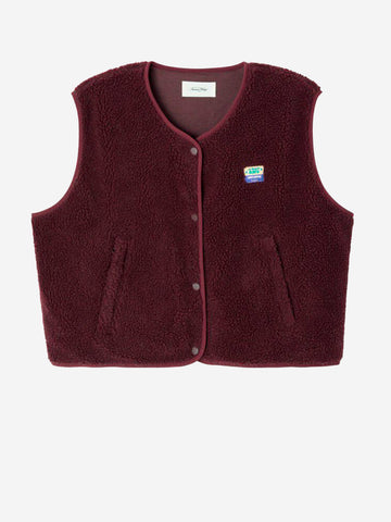 AMERICAN VINTAGE Gilet ampio bordeaux in pile Bordeau