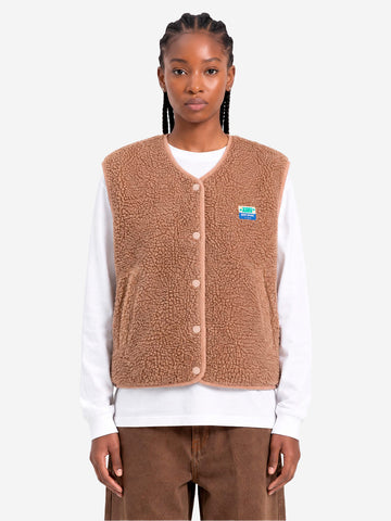 AMERICAN VINTAGE Gilet ampio marrone noce in pile Beige