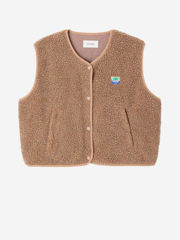 AMERICAN VINTAGE Gilet ampio marrone noce in pile Beige