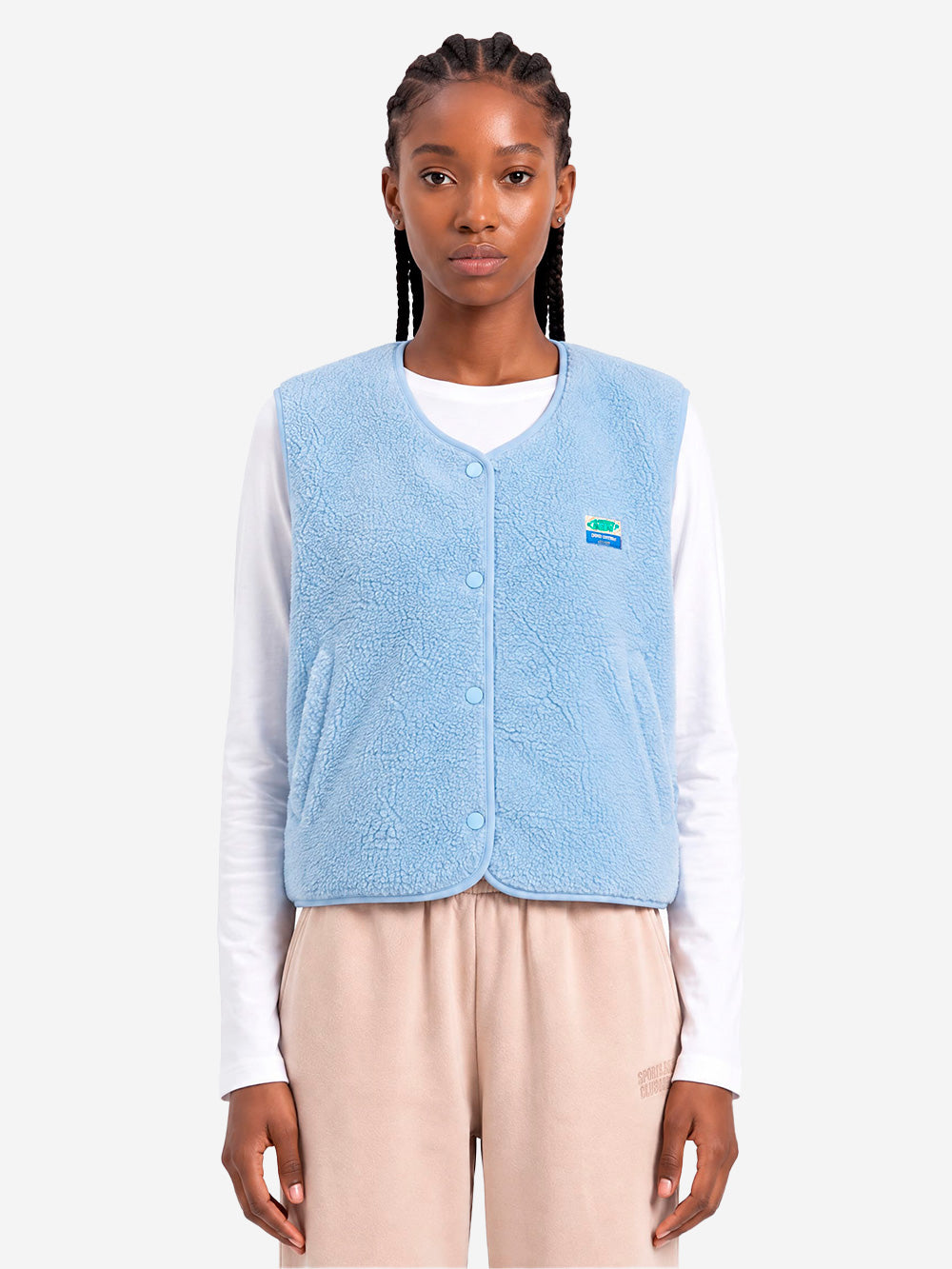 AMERICAN VINTAGE Gilet ampio ghiaccio in pile Celeste Urbanstaroma