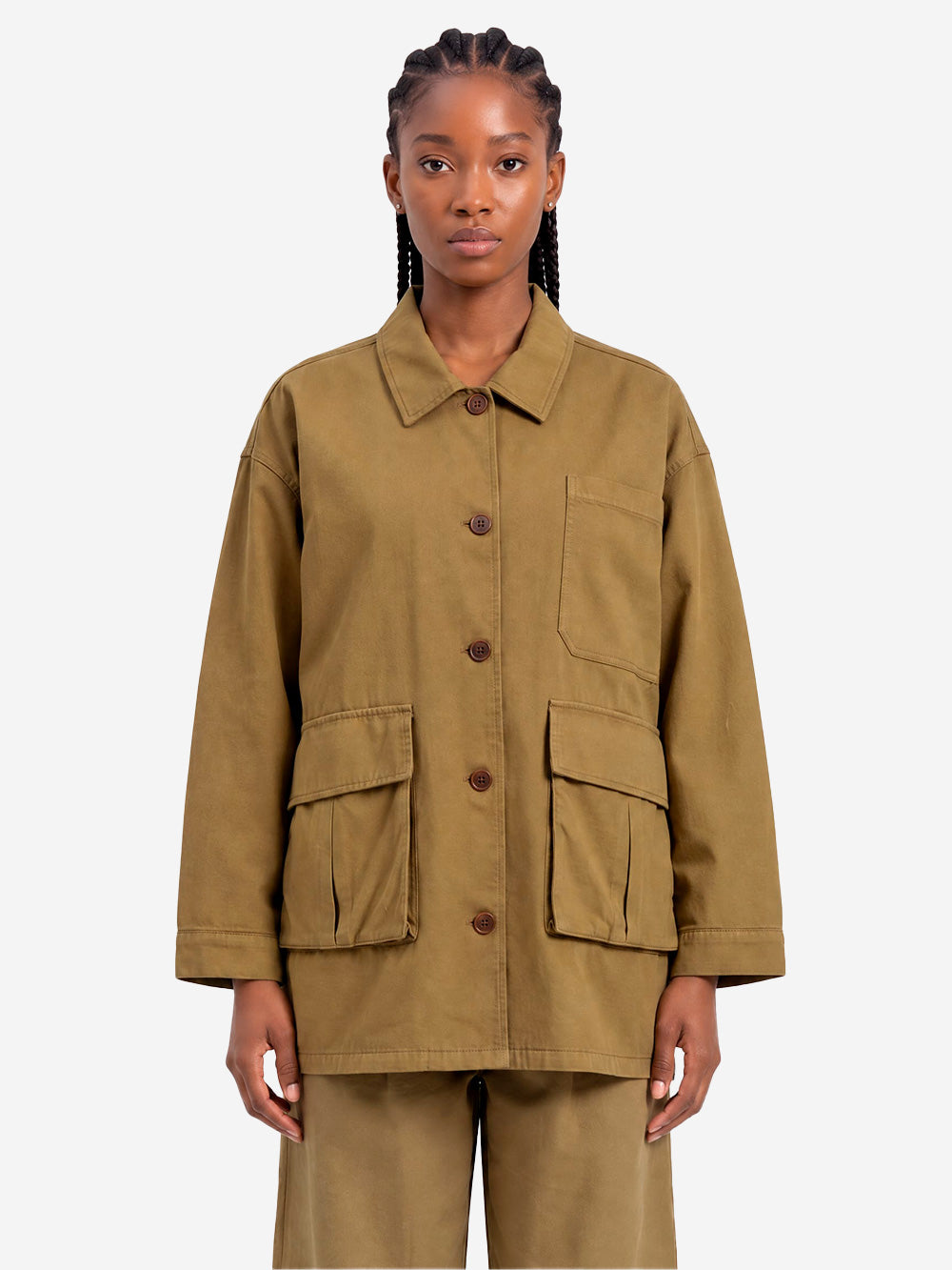 AMERICAN VINTAGE Giacca in misto twill di lino con tasche Militare Urbanstaroma