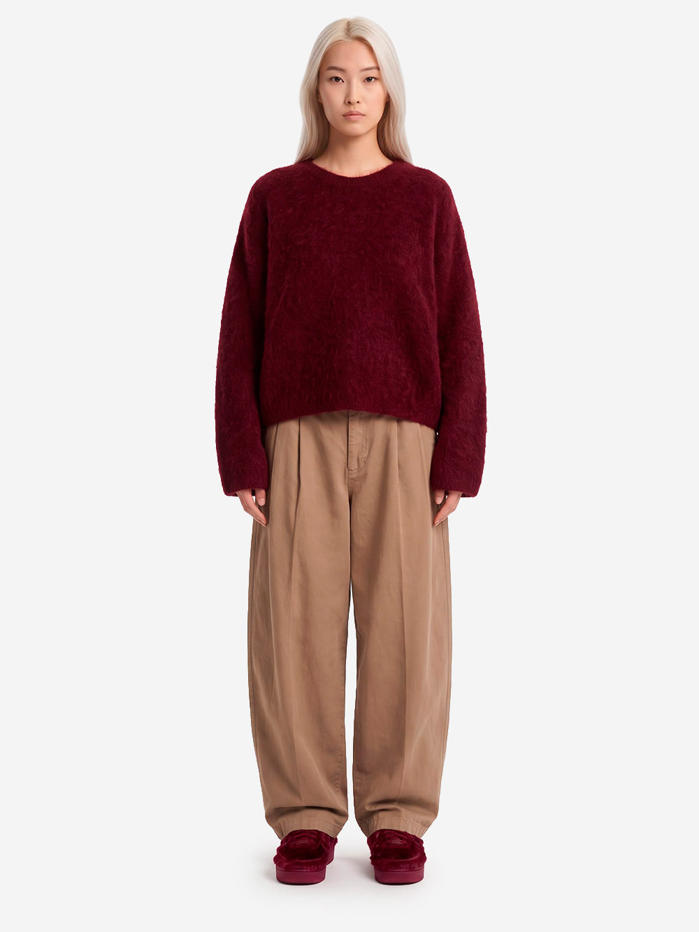 AMERICAN VINTAGE Maglione bordeaux in misto lana con collo rotondo Bordeau Urbanstaroma