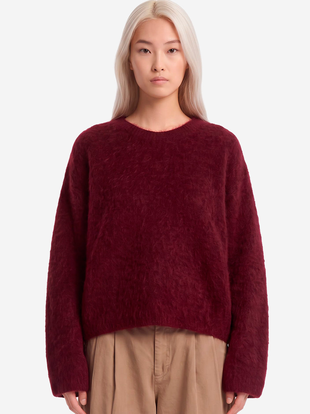 AMERICAN VINTAGE Maglione bordeaux in misto lana con collo rotondo Bordeau Urbanstaroma