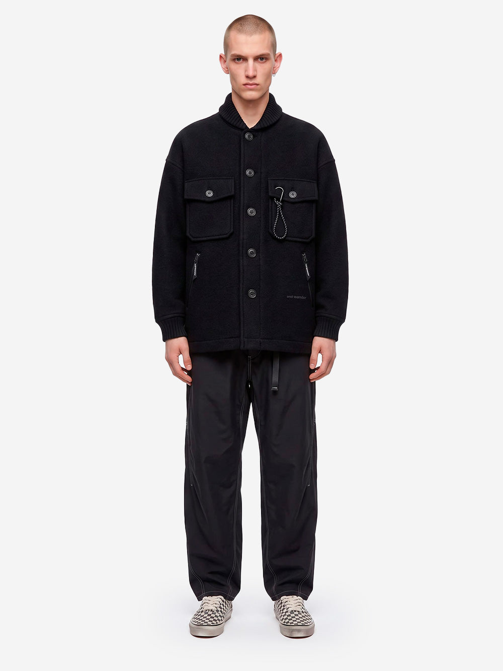 AND WANDER Giacca Lunga Wool Shaggy Nero Urbanstaroma