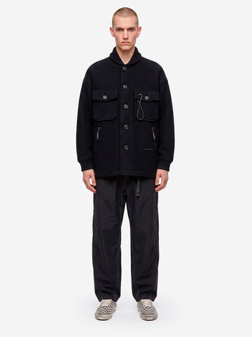 AND WANDER Giacca Lunga Wool Shaggy Nero
