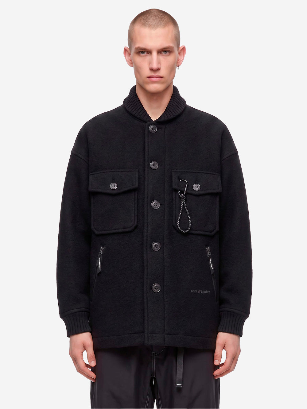 AND WANDER Giacca Lunga Wool Shaggy Nero Urbanstaroma