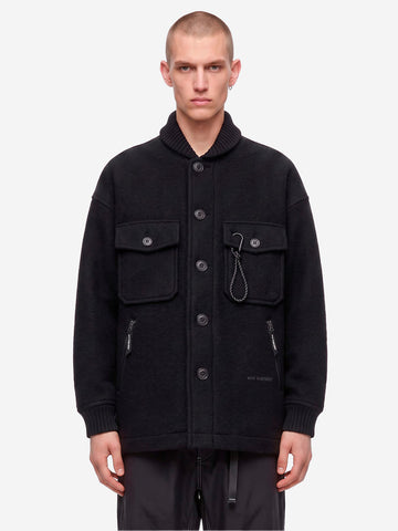 AND WANDER Giacca Lunga Wool Shaggy Nero