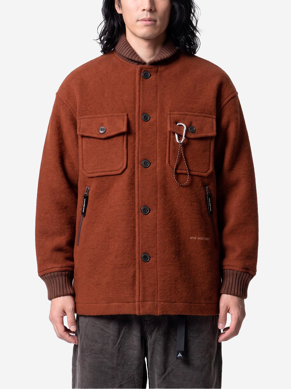AND WANDER Giacca Lunga Wool Shaggy marrone Marrone Urbanstaroma