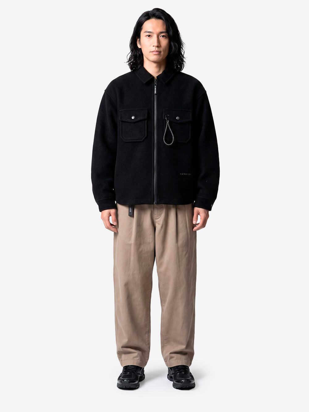 AND WANDER Giacca in misto lana 041 con zip Nero Urbanstaroma