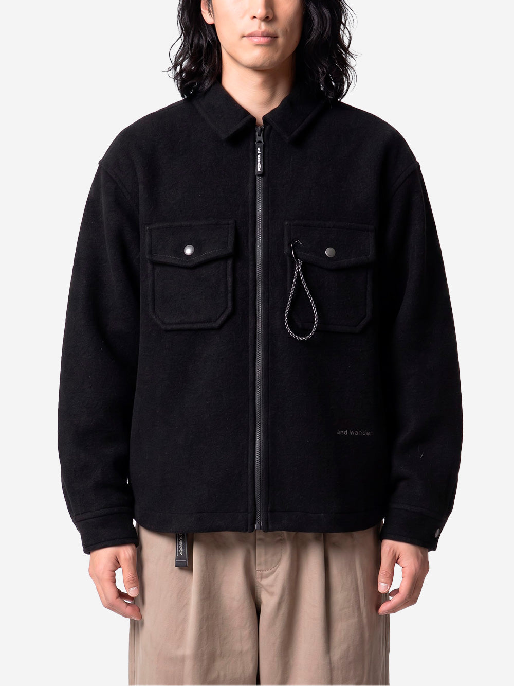 AND WANDER Giacca in misto lana 041 con zip Nero Urbanstaroma
