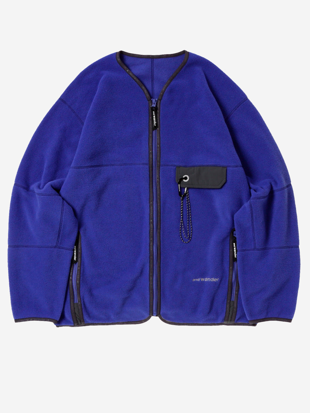 AND WANDER Cardigan in Fleece di lana blu Royal Urbanstaroma