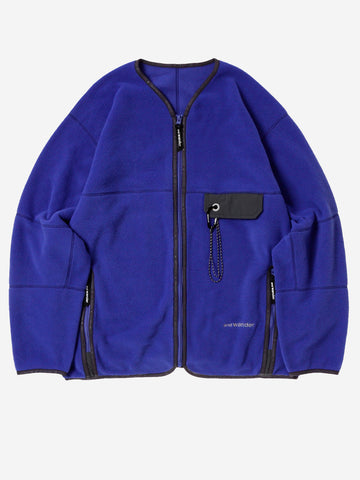 AND WANDER Cardigan in Fleece di lana blu Royal