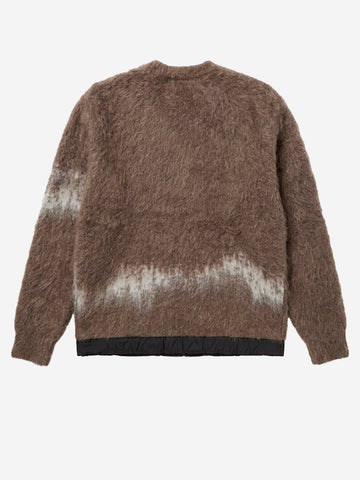 AND WANDER Maglione marrone shaggy in misto mohair con jacquard Marrone
