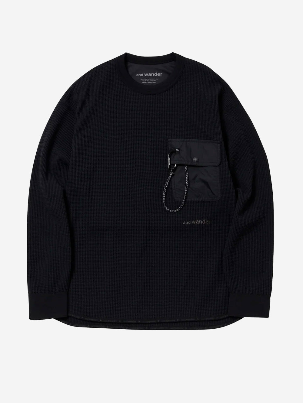 AND WANDER Tee a maniche lunghe waffle nera Nero Urbanstaroma
