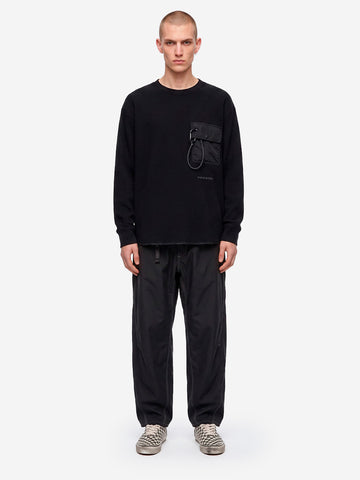 AND WANDER Tee a maniche lunghe waffle nera Nero