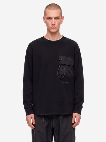 AND WANDER Tee a maniche lunghe waffle nera Nero