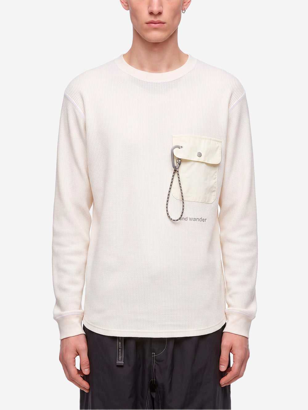 AND WANDER Tee a maniche lunghe waffle bianca Naturale Urbanstaroma