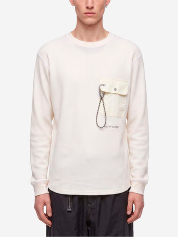 AND WANDER Tee a maniche lunghe waffle bianca Naturale