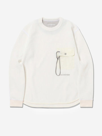 AND WANDER Tee a maniche lunghe waffle bianca Naturale