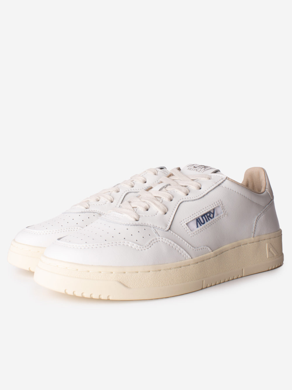 AUTRY M Medalist Low in pelle bianca con logo in suede bianco Bianco Urbanstaroma