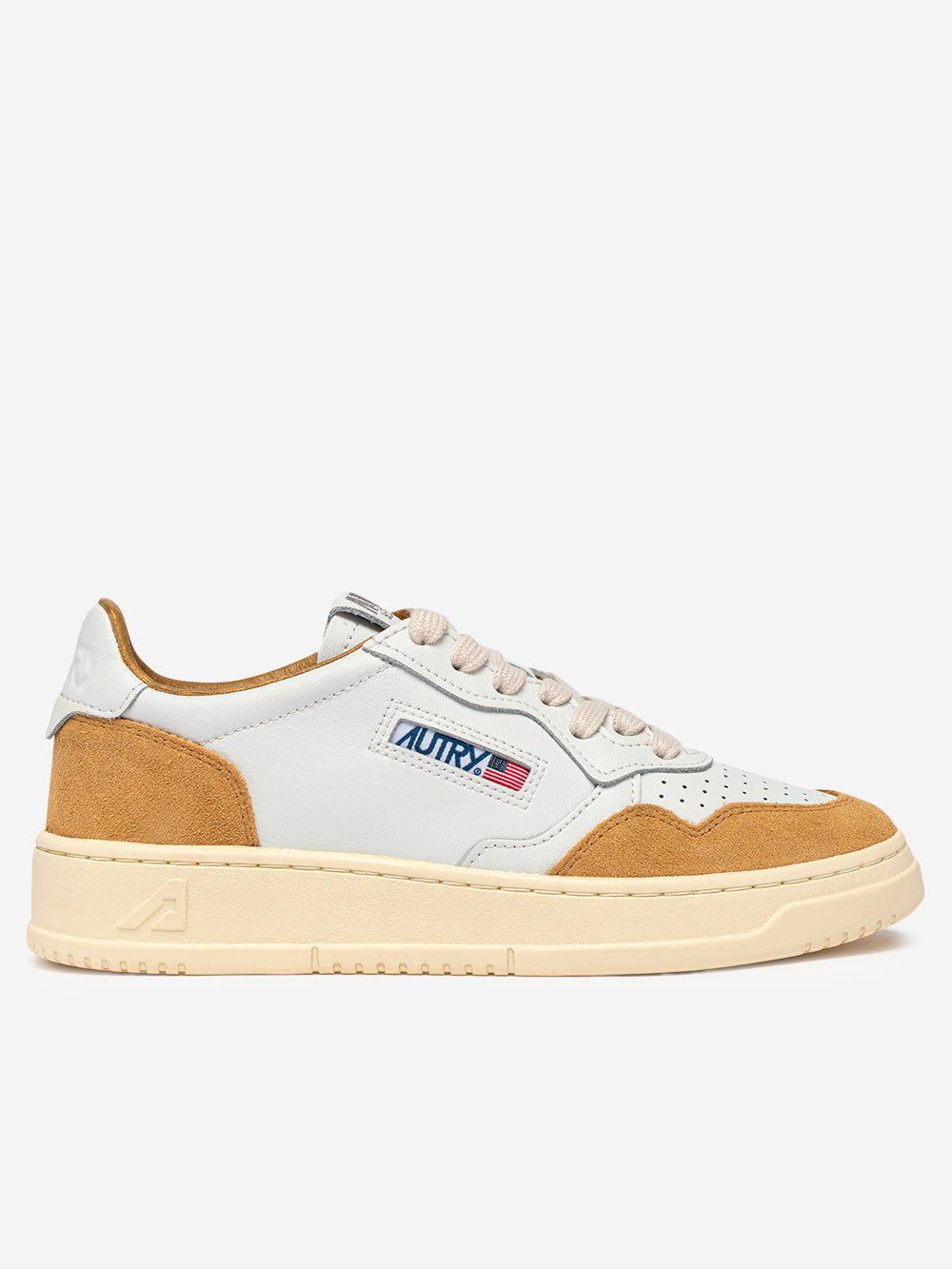 AUTRY M Medalist Low in pelle bianca e suede senape Senape Urbanstaroma