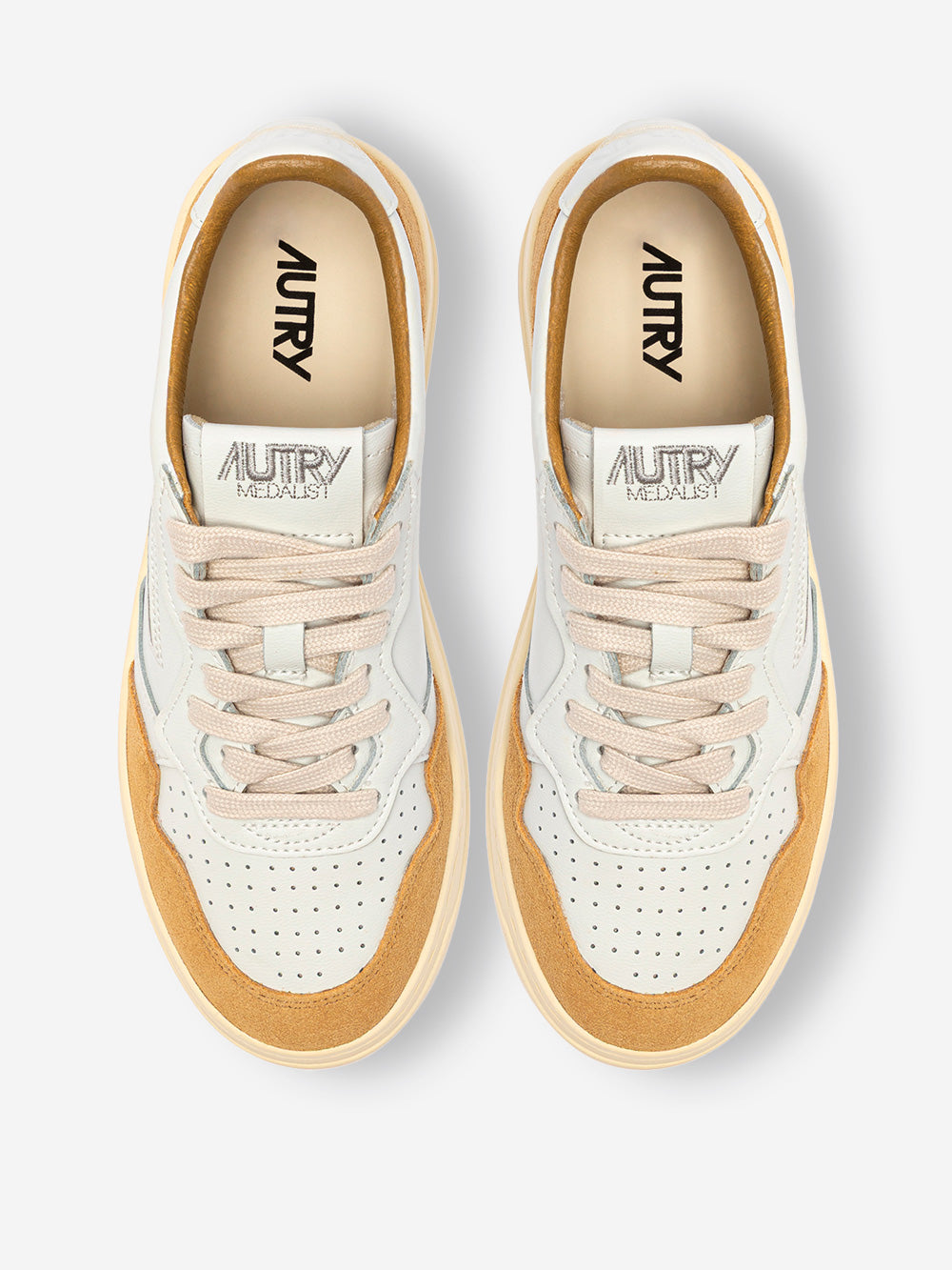 AUTRY M Medalist Low in pelle bianca e suede senape Senape Urbanstaroma