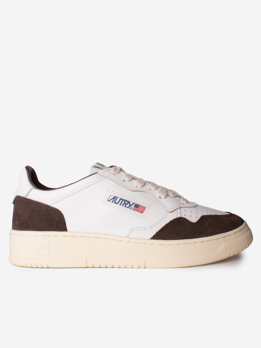 AUTRY M Medalist Low in pelle bianca e suede mogano Marrone Urbanstaroma