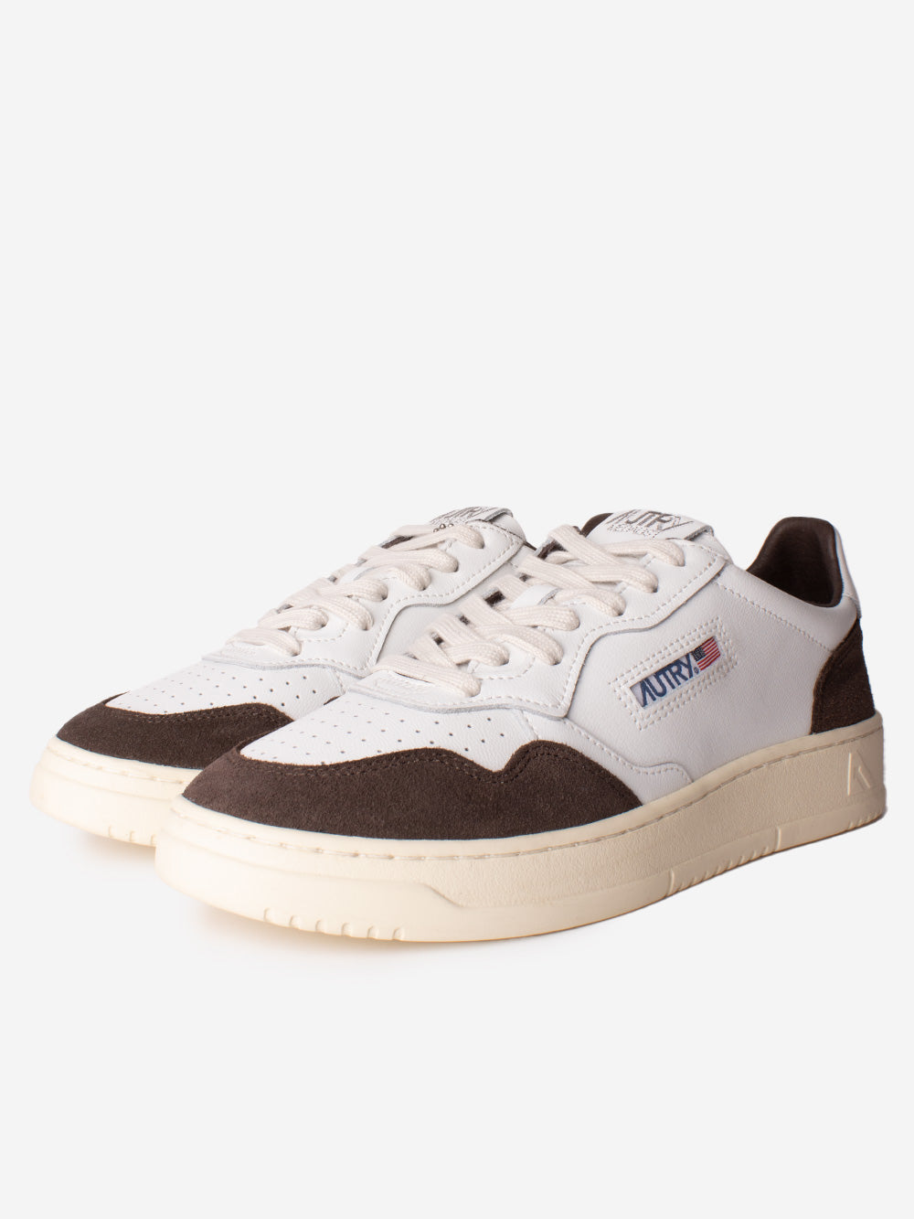 AUTRY M Medalist Low in pelle bianca e suede mogano Marrone Urbanstaroma