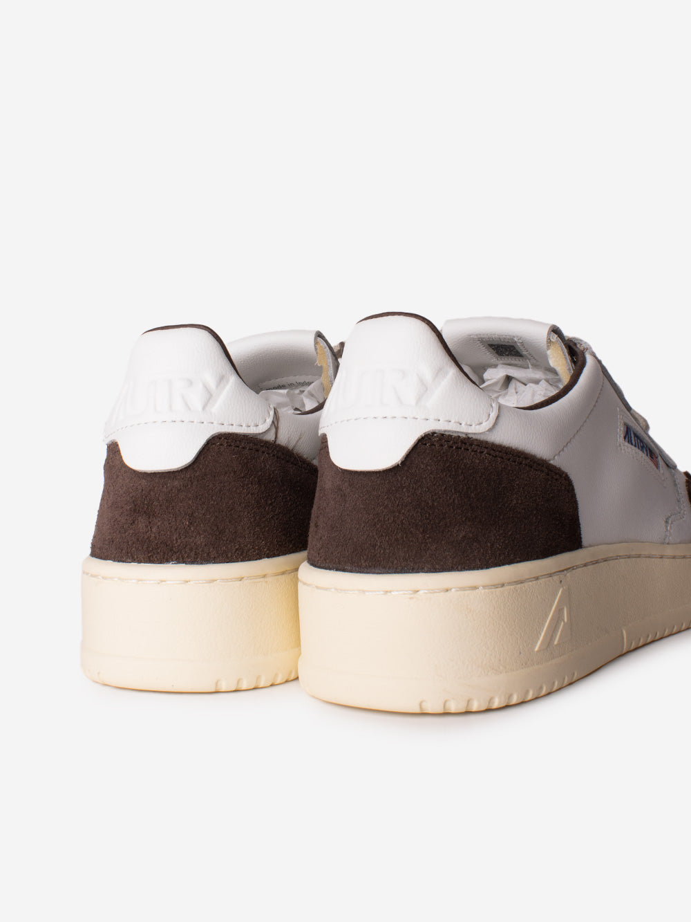 AUTRY M Medalist Low in pelle bianca e suede mogano Marrone Urbanstaroma