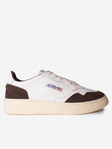 AUTRY M Medalist Low in pelle bianca e suede mogano Marrone