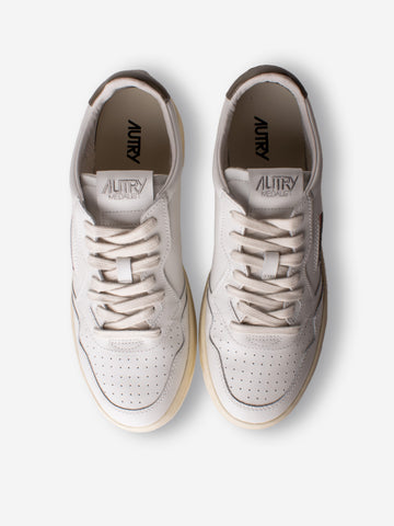AUTRY M Medalist Low in pelle bianca e talloncino choco Bianco