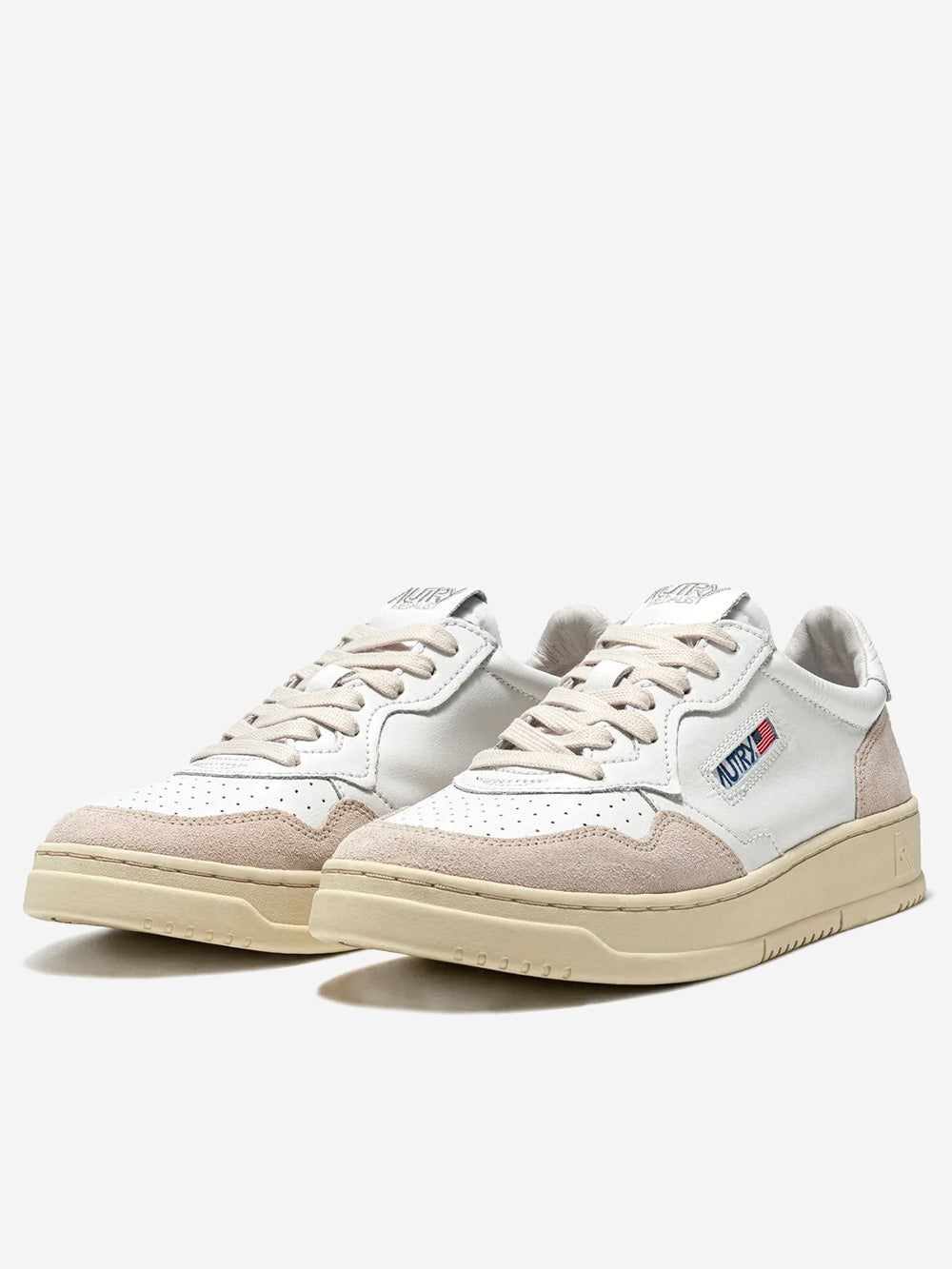 AUTRY M Medalist Low in pelle bianca e suede beige Bianco Urbanstaroma