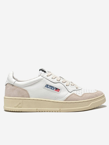 AUTRY M Medalist Low in pelle bianca e suede beige Bianco