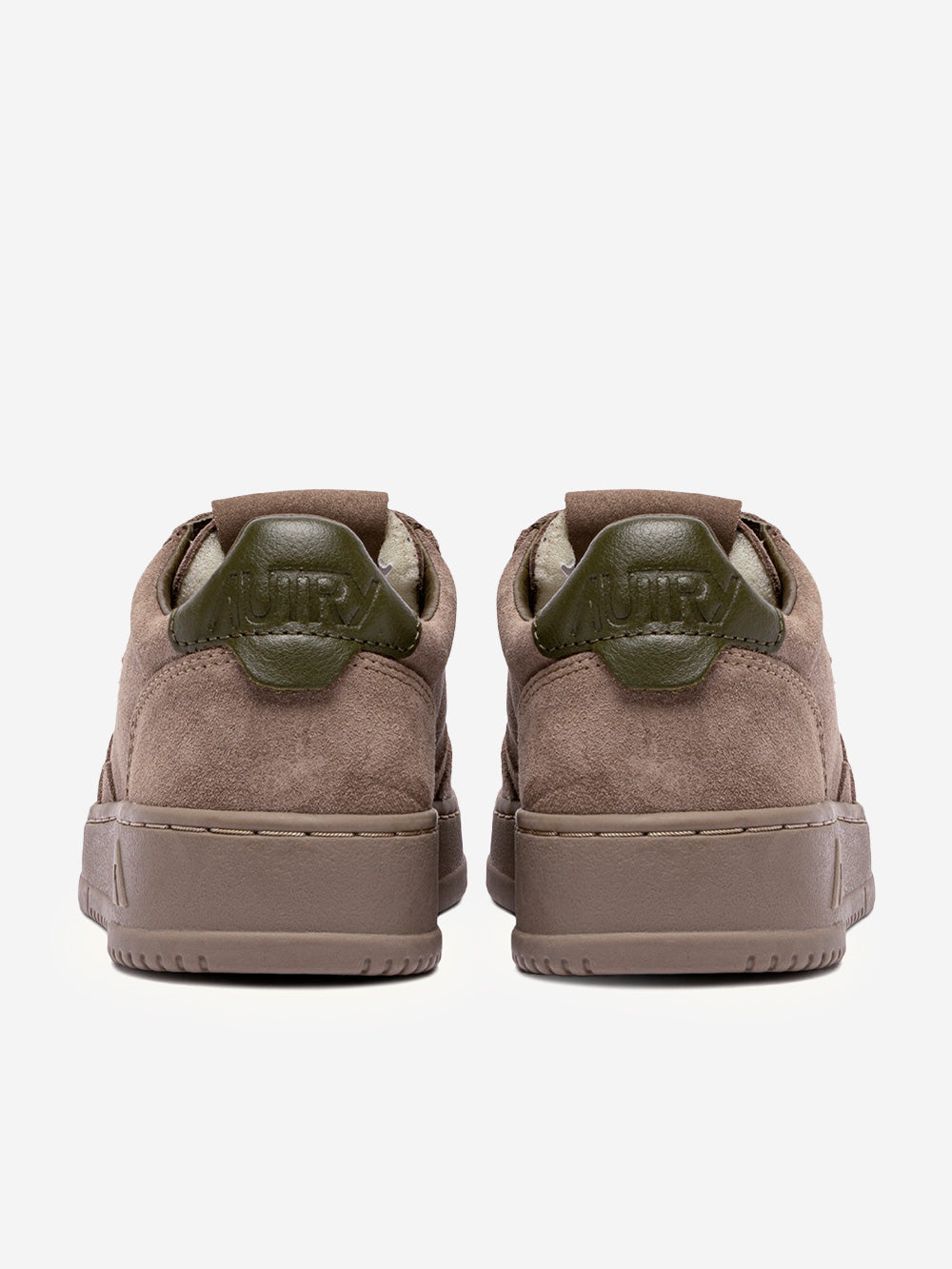 AUTRY M Medalist Low in suede marrone antilope e talloncino verde Taupe Urbanstaroma