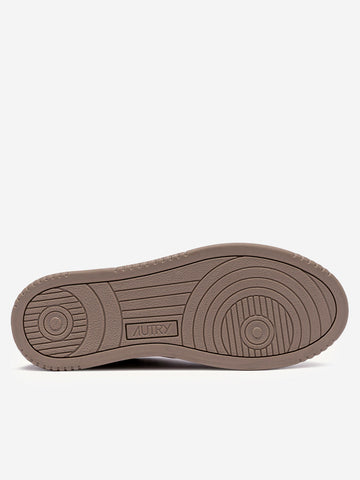 AUTRY M Medalist Low in suede marrone antilope e talloncino verde Taupe