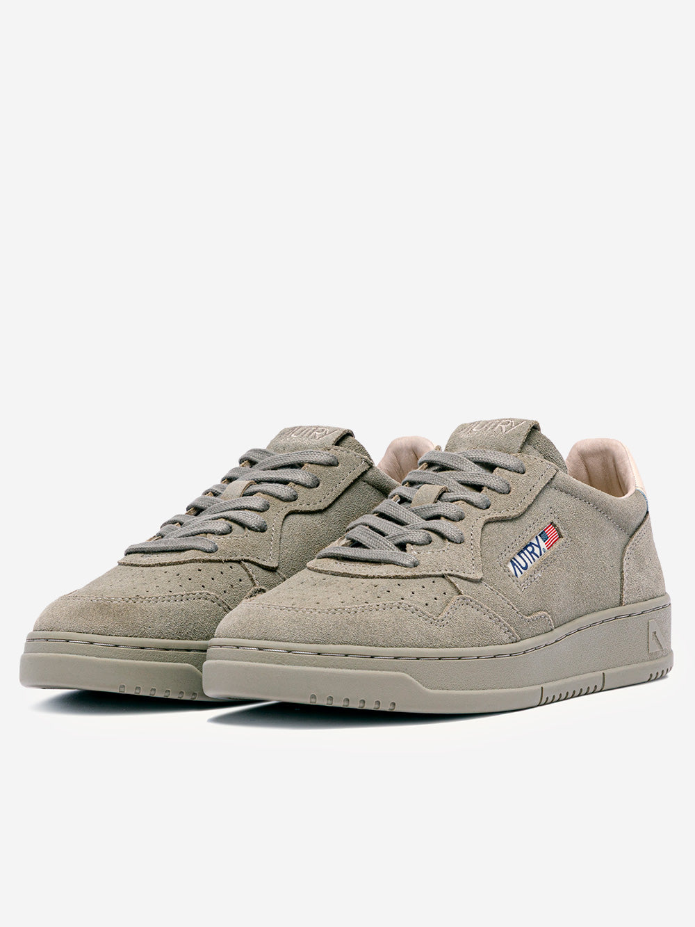 AUTRY M Medalist Low in suede salvia con talloncino avorio Salvia Urbanstaroma