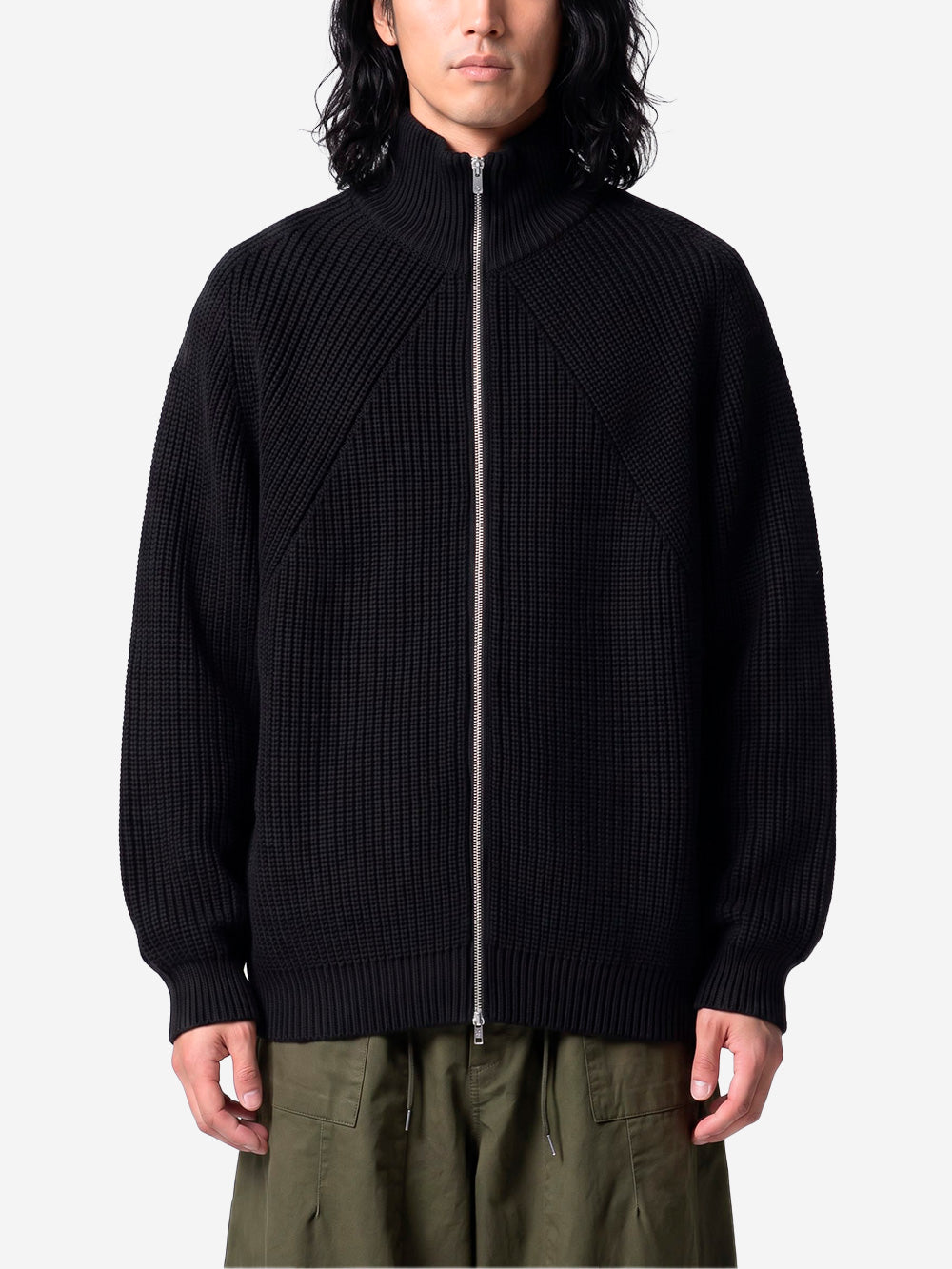 BATONER Signature Drivers Knit maglione con zip nero Nero Urbanstaroma