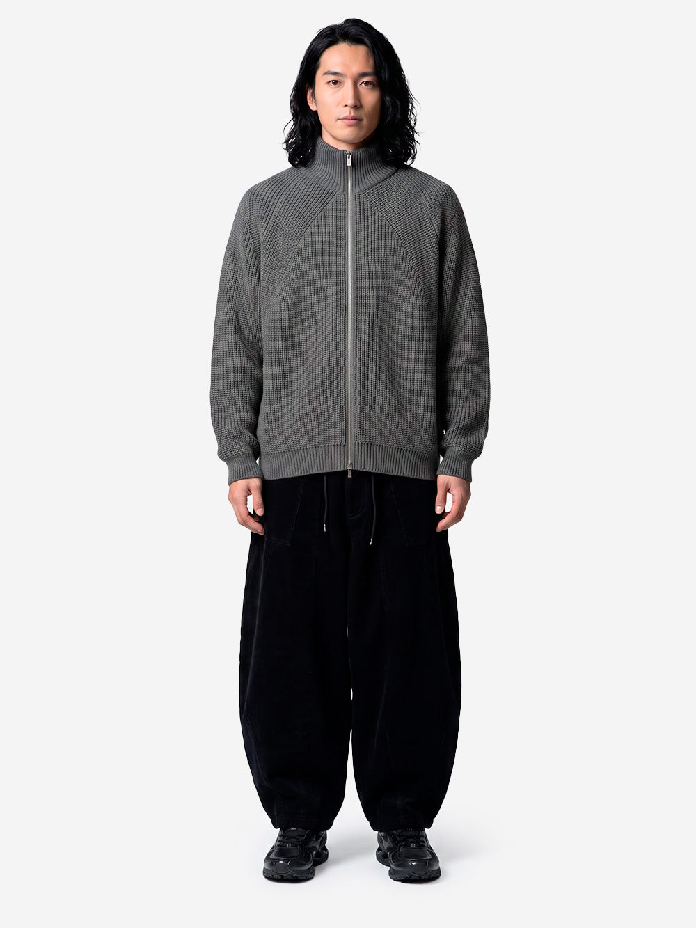 BATONER Signature Drivers Knit maglione con zip grigio Grigio Urbanstaroma
