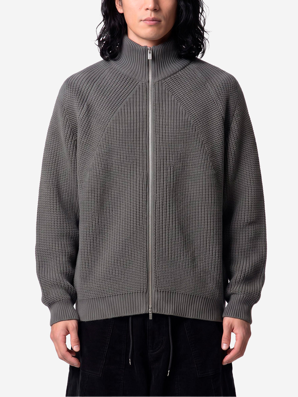 BATONER Signature Drivers Knit maglione con zip grigio Grigio Urbanstaroma