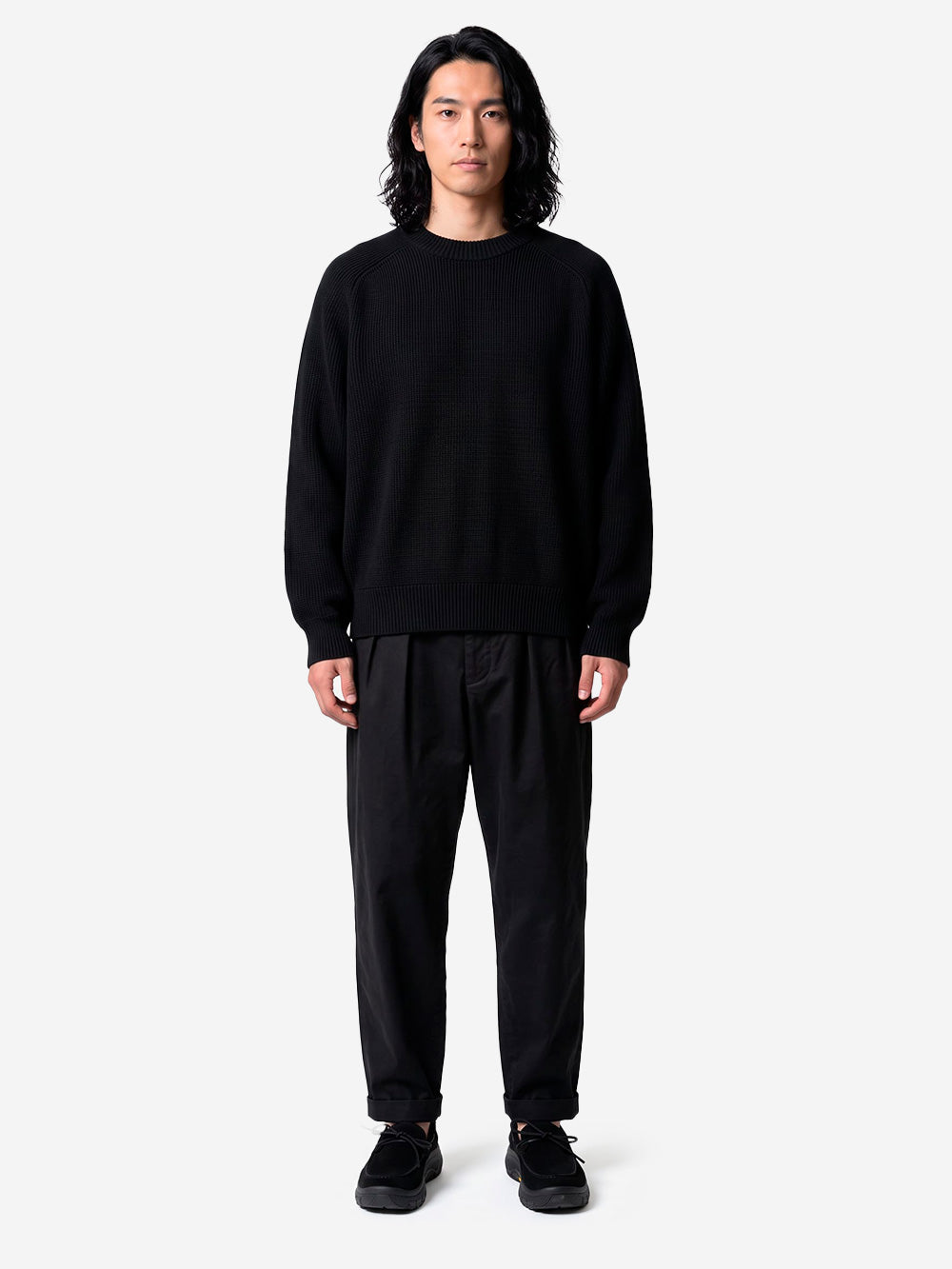 BATONER Solid Wool Tenjiku Signaure maglione nero Nero Urbanstaroma