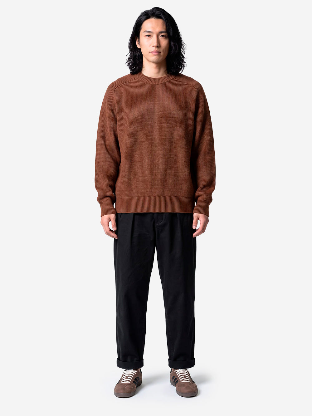 BATONER Solid Wool Tenjiku Signaure maglione marrone Cammello Urbanstaroma