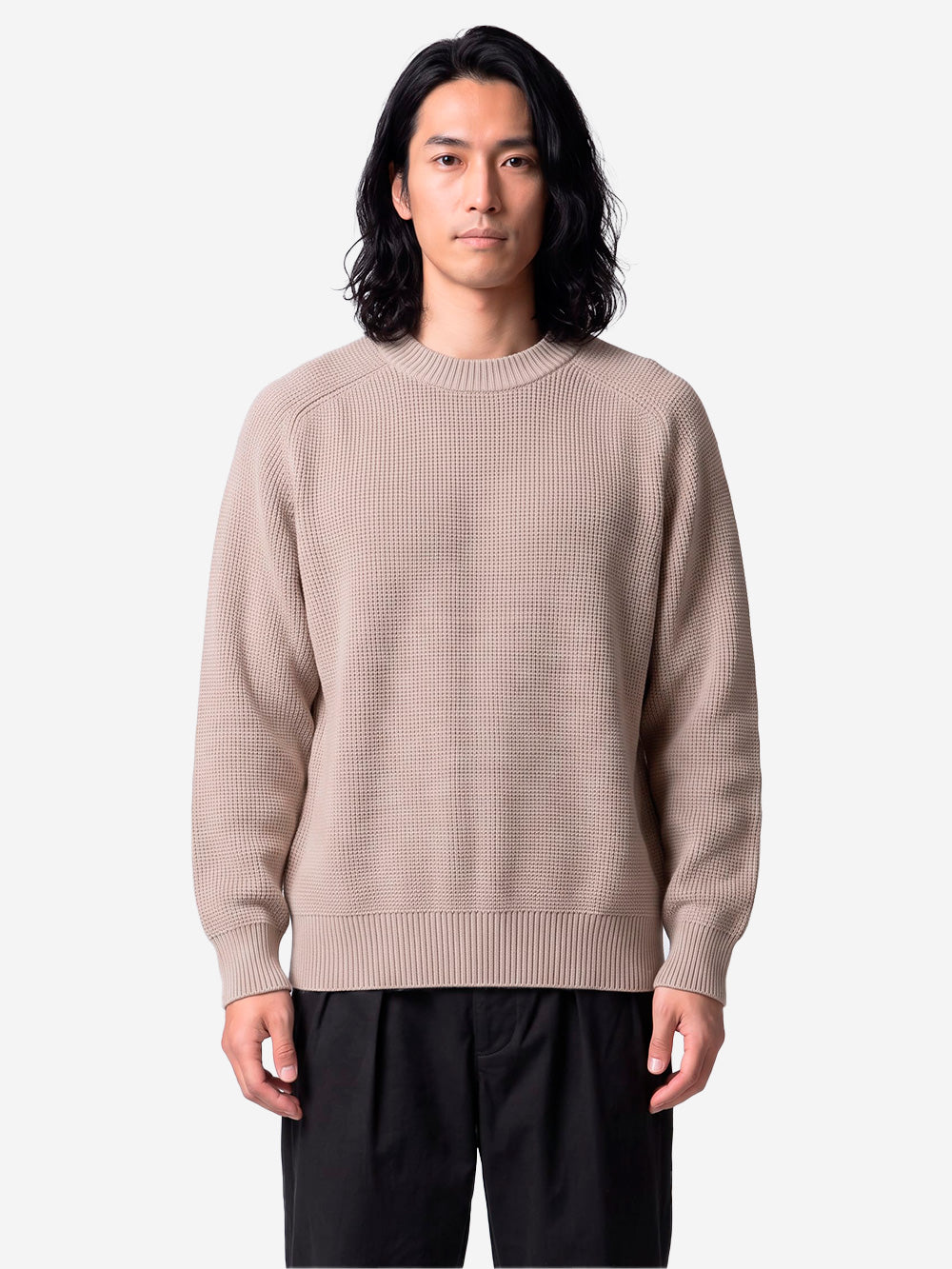 BATONER Solid Wool Tenjiku Signaure maglione beige Beige Urbanstaroma
