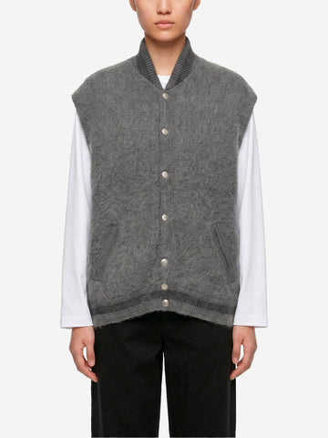 BEAMS BOY Gilet ricamato in lana mohair Grigio giallo