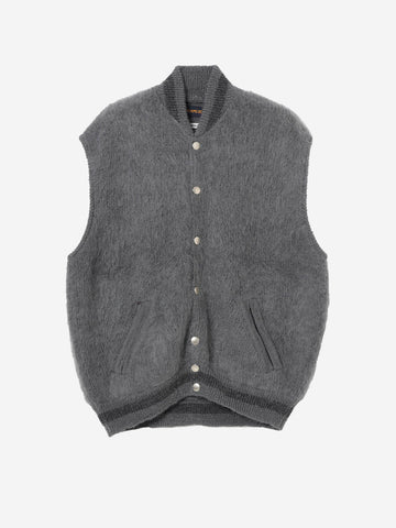 BEAMS BOY Gilet ricamato in lana mohair Grigio giallo