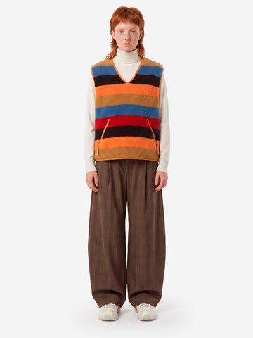 BEAMS BOY Gilet Boa a righe multicolore Multicolor