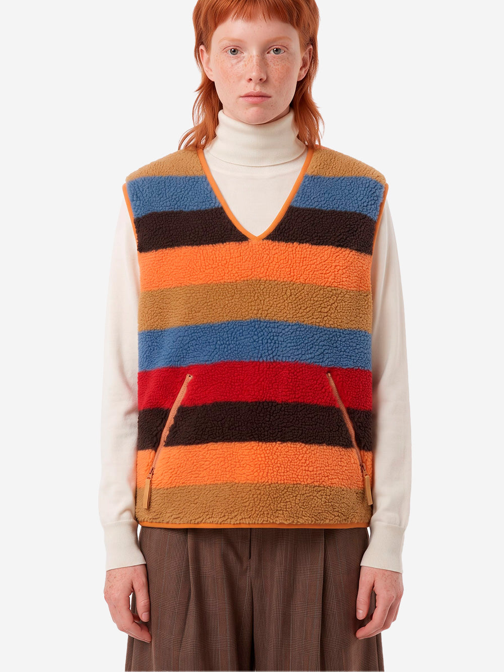 BEAMS BOY Gilet Boa a righe multicolore Multicolor Urbanstaroma