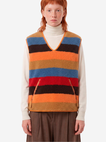 BEAMS BOY Gilet Boa a righe multicolore Multicolor